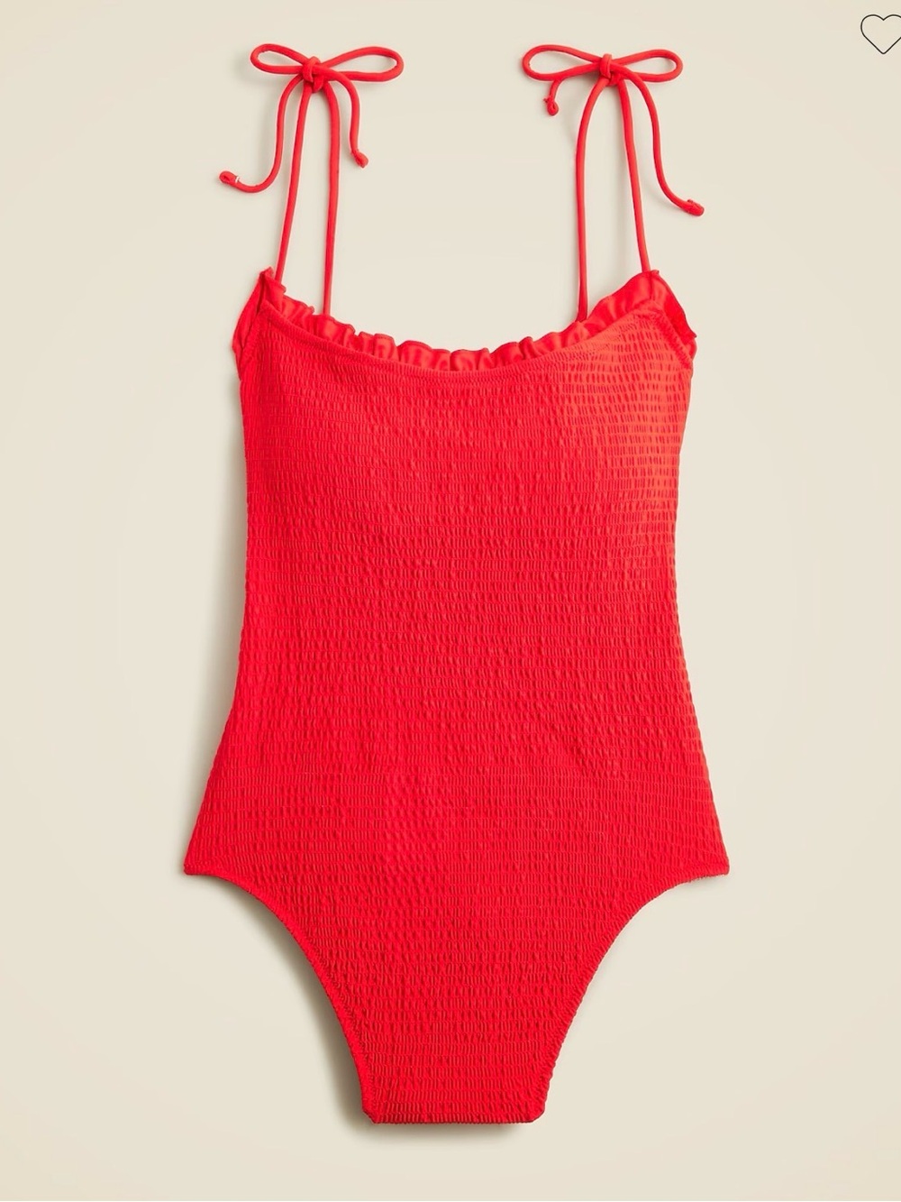 J Crew Red Smocked One-Piece Swimsuit with Tie Straps